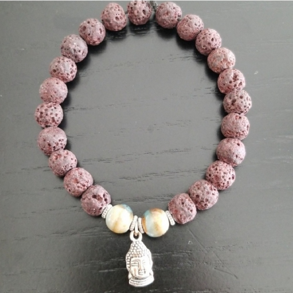 Men's Brown Lava Stone Beaded Bracelet